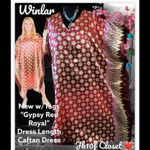 LOWEST🌺 NWT WINLAR GYPSY RED ROYAL SATIN CHARMEUSE COVERUP/ CAFTAN
